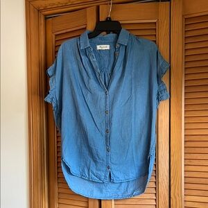 Madewell Blue Short Sleeve Button-Up Women's Top